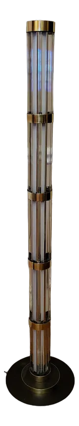 Vintage Glass and Brass Floor Lamp