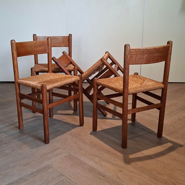 Mid-Century Chairs with Rush Seats, 1950s/1960s, Set of 4 For Sale - Image 3 of 7