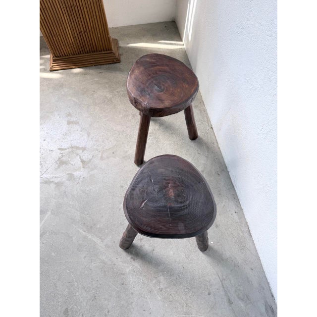 Oak Tripod Stools, 1950s, Set of 2 For Sale - Image 12 of 18