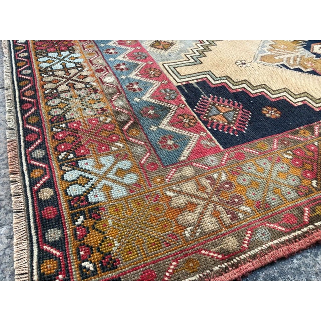 Gold Vintage Distressed Vintage Turkish Rug - 3′6″ × 6′9″ For Sale - Image 8 of 11