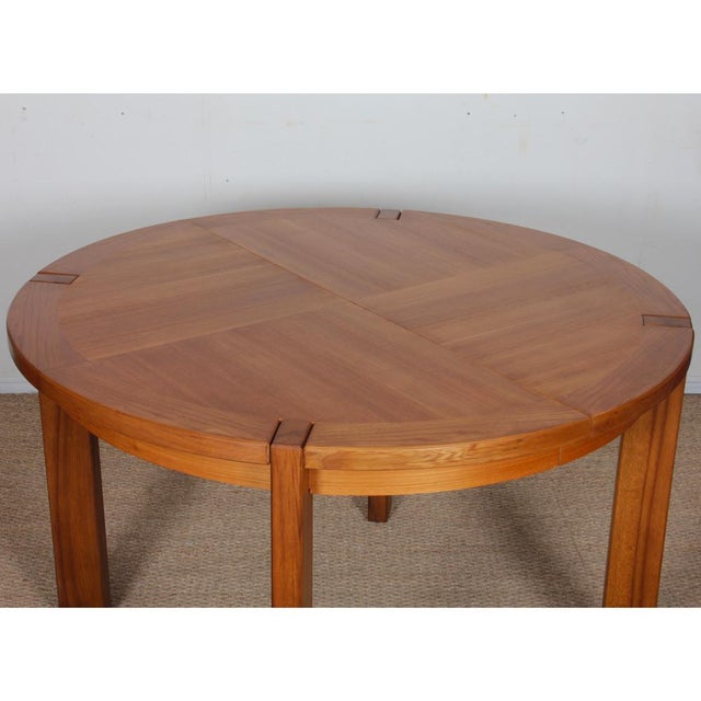 Round Extendable Wooden Dining Table from Monopoly, 1970 For Sale - Image 4 of 8