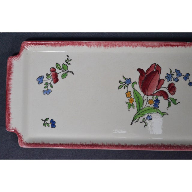 1950s Gien France “Lorraine” Floral Faience Dessert & Serving Set, 8 Pieces For Sale - Image 12 of 16