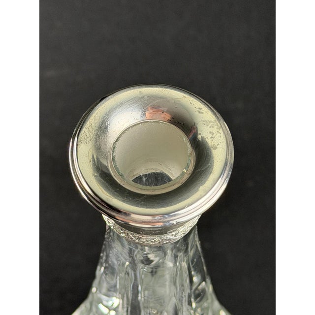 Glass Cut Crystal Decanter with Silver-Mounted Collar, 1920s For Sale - Image 7 of 10