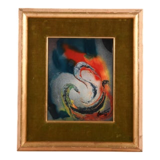Framed Signed J. Akston "Untitled, 1974" Mixed Media Collage For Sale