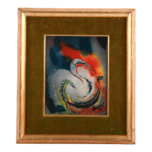 Framed Signed J. Akston "Untitled, 1974" Mixed Media Collage