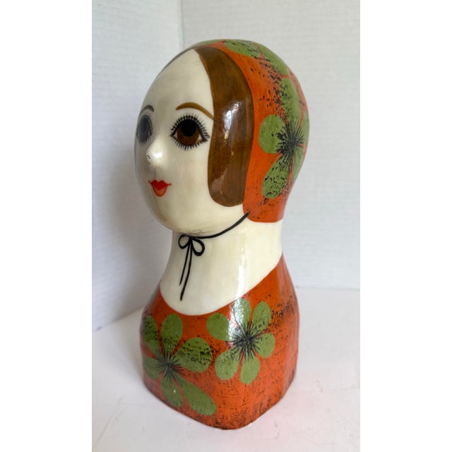 Vintage Gemma Taccogna Mexican Papier-Mâché Folk Art Female Bust Sculpture For Sale - Image 10 of 12