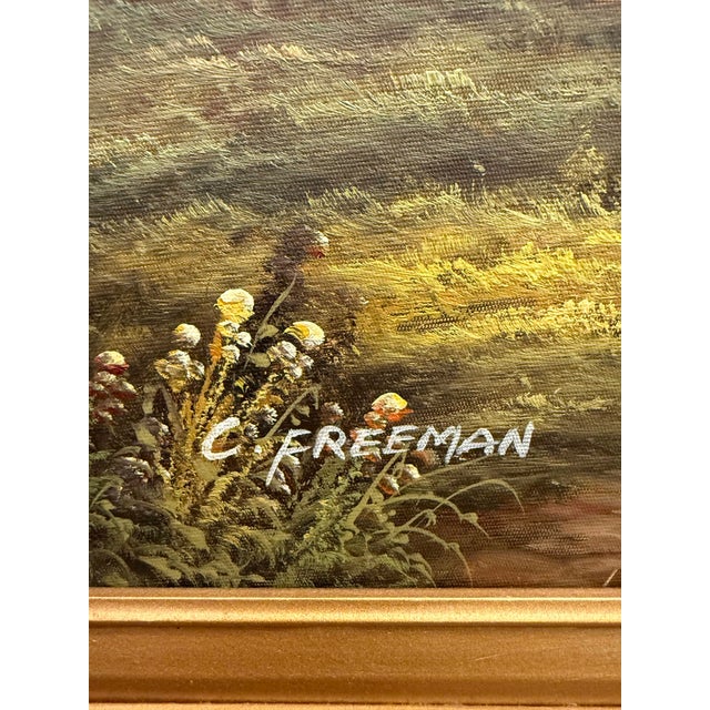 Mid 20th Century C. Freeman Landscape Waterfall Oil Painting For Sale - Image 4 of 7