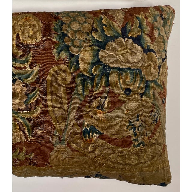 18th Century 18th Century Brussels Wool Tapestry Fragment Pillows - A Pair - For Sale - Image 5 of 9