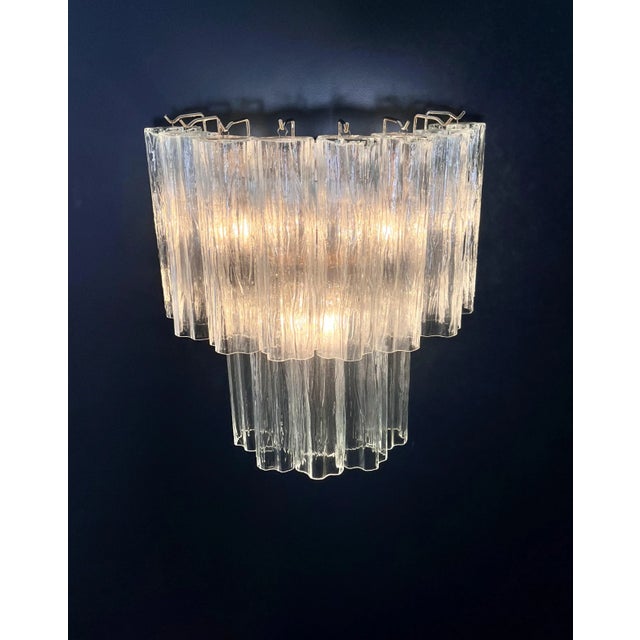 Vintage Murano Glass Tube Wall Sconces with 13 Transaparent Glass Tube, 1990s, Set of 2 For Sale - Image 13 of 17