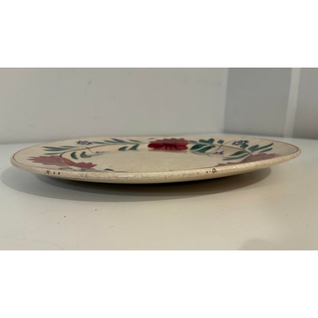 Off-white Antique Hand-Painted Floral Plate, c.1900 For Sale - Image 8 of 10