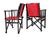 Wood Vintage 1980s Pair of (2) Danish Folding Armchairs / Directors Chairs Set by Hyllinge Møbler - Red Flame Velvet & Black Faux Fur Upholstery For Sale - Image 7 of 18
