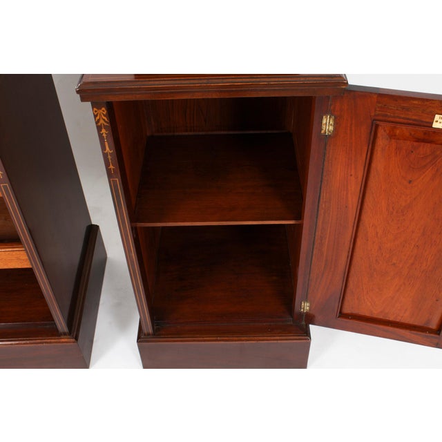 Antique Edwardian Mahogany Marquetry Bedside Chests, Set of 2 For Sale - Image 18 of 18