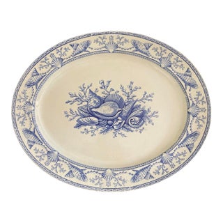 Antique English Blue and White Nantasket Clovelly Shell Platter For Sale