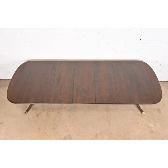 Harden Furniture Harden Furniture Georgian Cherry Wood Double Pedestal Extension Dining Table, Newly Refinished For Sale - Image 4 of 13