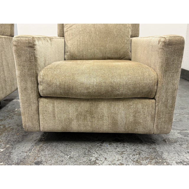 Natuzzi Editions Inside C245 Fabric Swivel Chairs, Pair For Sale - Image 9 of 12
