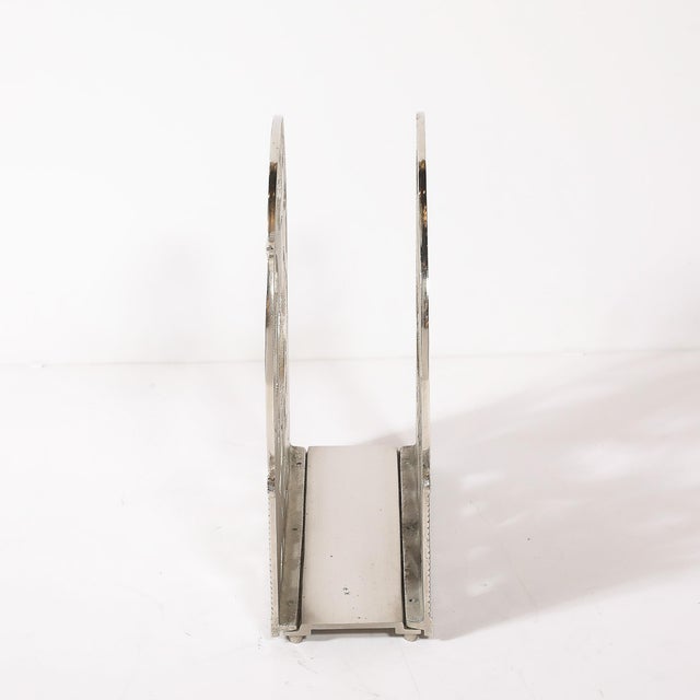 Art Deco Nickeled Bronze Magazine Stand of Stylized Leaping Greyhound For Sale - Image 15 of 15