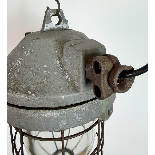 Gray Industrial Grey Explosion Proof Lamp from Elektrosvit, 1960s For Sale - Image 8 of 18