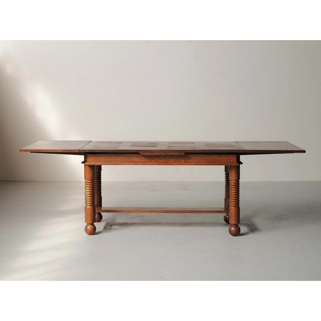 Mid-Century Modern Vintage Extendable Oak Dining Table, France, 1940 For Sale - Image 3 of 18