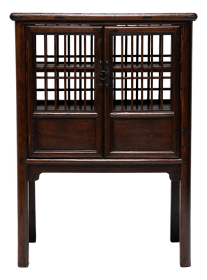 Antique Chinese Lattice Catbox Cabinet, 19th Century