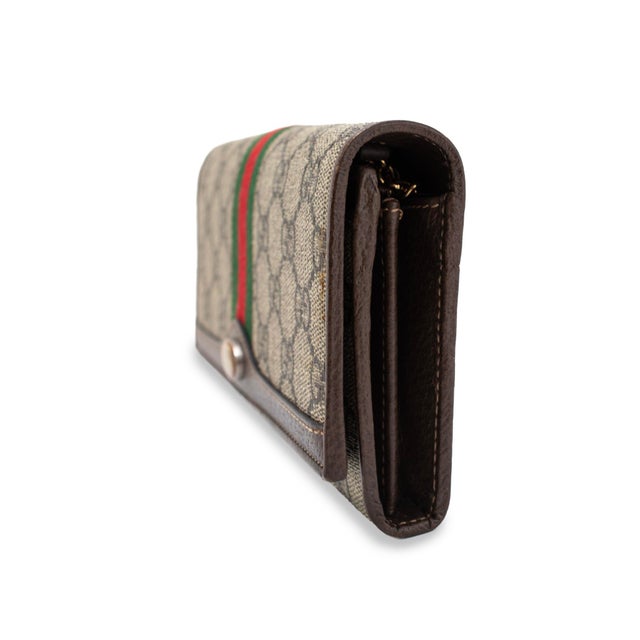 Gucci Gucci Ophidia Gg Supreme Web Brown Leather Woc Wallet For Sale - Image 4 of 11