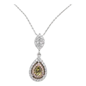 White and Natural Fancy Color Diamond Pendant Necklace in 18k