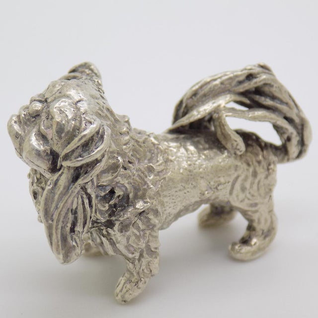 Vintage Italian Handmade Silver Pekingese Dog Figurine, Florence, Italy, 1950s For Sale - Image 13 of 13