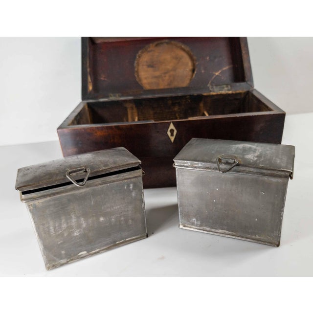 19th Century English Regency Sarcophagus Form Mahogany Tea Caddy Box For Sale - Image 11 of 18