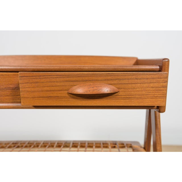 Mid-Century Teak and Rattan Console Table from Søren Rasmussen, Denmark, 1960s For Sale - Image 14 of 17