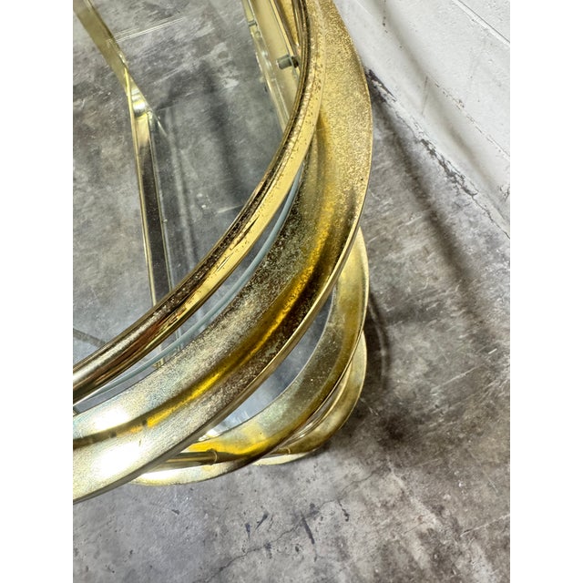 Glass 1970s Milo Style Brass Bar Cart For Sale - Image 7 of 12