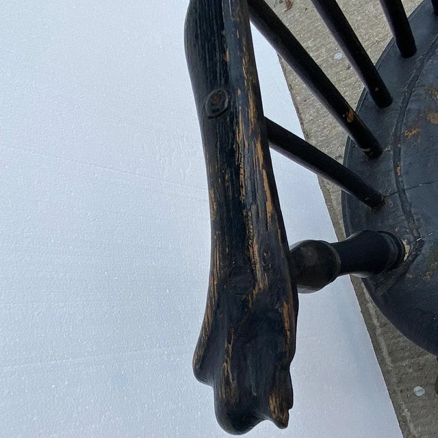 Black American Black-Painted Sackback Windsor Knuckle Armchair For Sale - Image 8 of 11