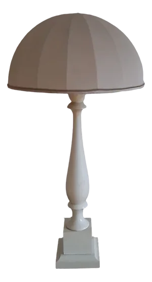 Vintage Table Lamp with Cream-White Lacquered Turned Wooden Column Light, 1970s