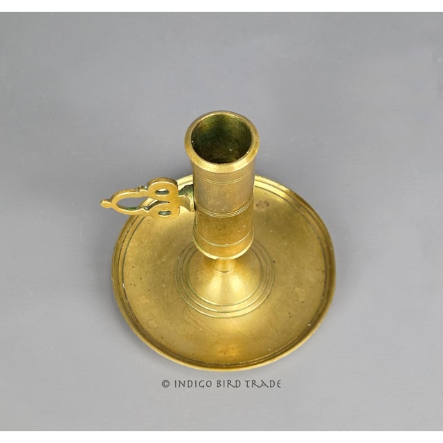 Antique Swedish Solid Brass Push-Up Candlestick Holder For Sale - Image 4 of 9