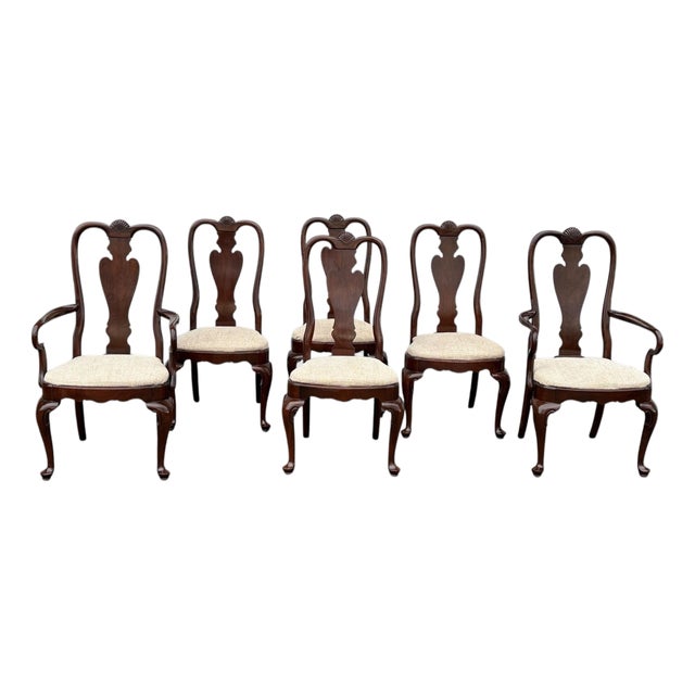 Ethan Allen Cherry Wood Georgian Dining Chairs - A Set of 6 For Sale