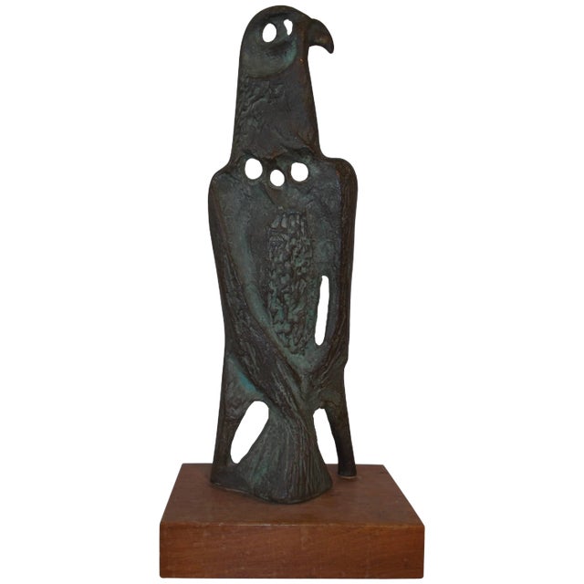 1950s Modern Art Abstract Bronze Eagle Sculpture by Klein For Sale