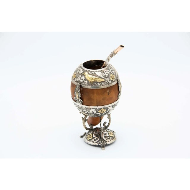 Metal Mate Gourd and Bombilla with Gold and Silver Calabash For Sale - Image 7 of 7
