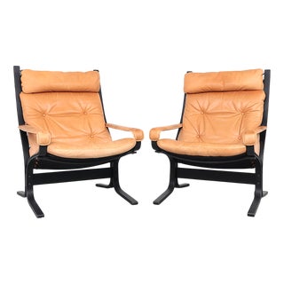 Set of Siesta Lounge Chairs in Leather by Ingmar Relling for Westnofa, 1970s For Sale