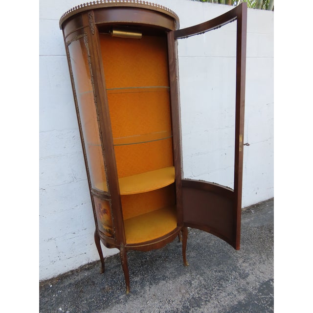 French Hand Painted Vitrine Display Curio Cabinet Cupboard 6344 For Sale - Image 4 of 18