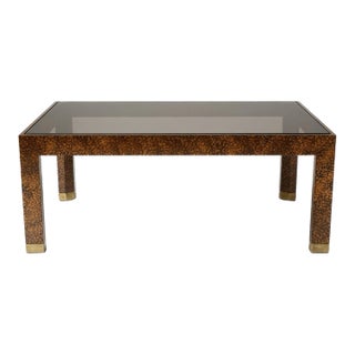 Mid-Century Modern Henredon Faux Tortoise Glass Top Coffee Table For Sale