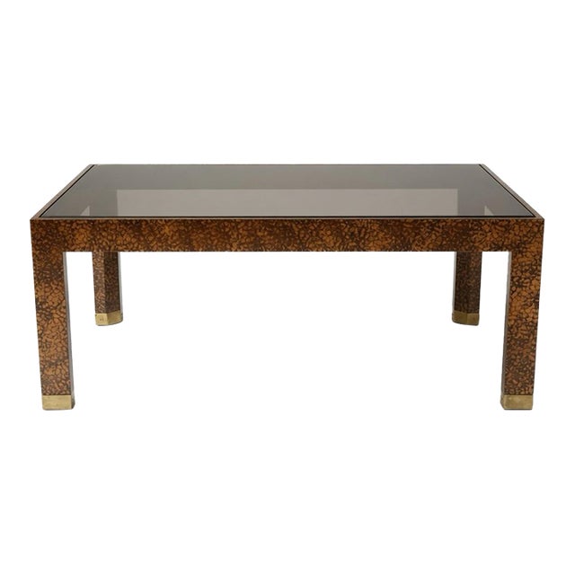 Mid-Century Modern Henredon Faux Tortoise Glass Top Coffee Table For Sale
