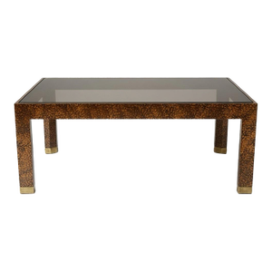 Mid-Century Modern Henredon Faux Tortoise Glass Top Coffee Table