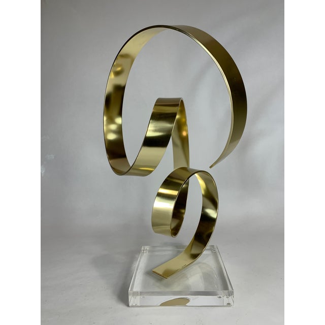 Modern Late 20th Century Abstract Gold Aluminum Ribbon Sculpture by Dan Murphy For Sale - Image 3 of 9