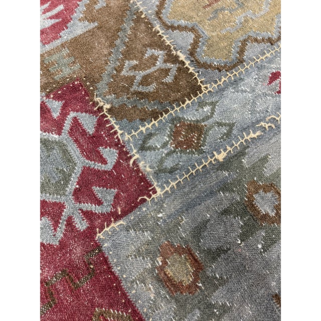 4ft × 5ft 11in Patchwork Stonewashed Kilim Rug For Sale In San Francisco - Image 6 of 12