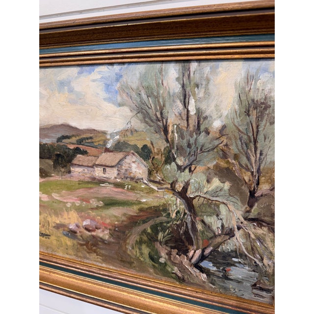 Wood Mid 20th Century Oil on Canvas "Lake District Farmhouse" For Sale - Image 7 of 9