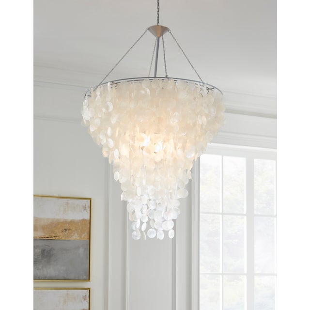 Worlds Away Matthew Izzo Home Capiz Shell 30" Chandelier For Sale - Image 4 of 4