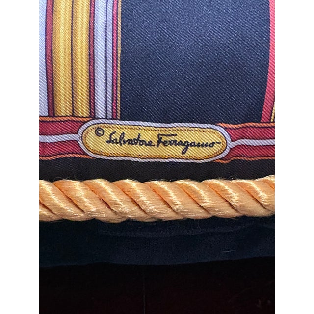 Black Vintage Salvatore Ferragamo Silk Leopard & Egyptian Motif Pillow For Sale - Image 8 of 8