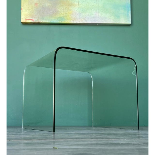 Late 20th Century 1970's Mid-Century Modern Bent Glass End Table For Sale - Image 5 of 8