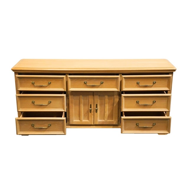 Wood Late 20th Century Stanley Furniture Washed Oak Coastal Contemporary Style 70" Triple Door Dresser For Sale - Image 7 of 15