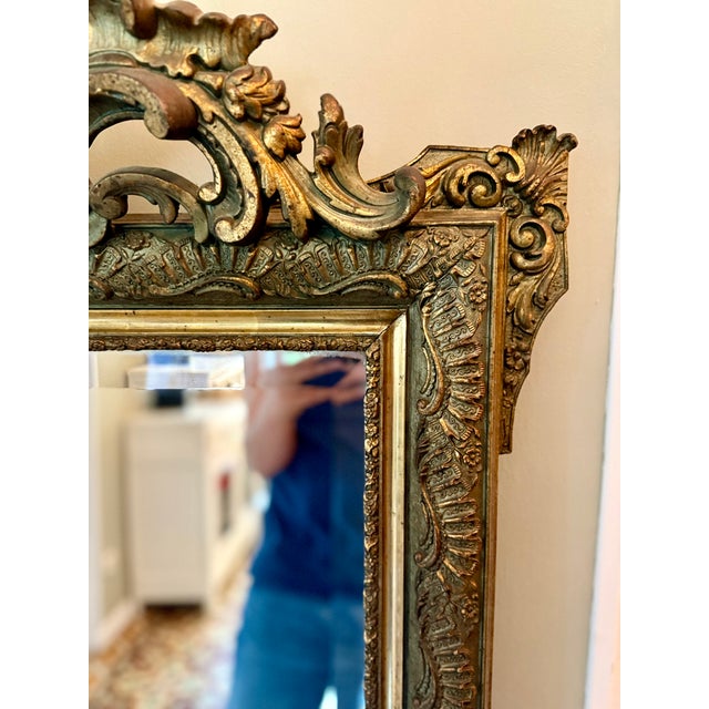 Large Antique French Gilded Mirror with Rococo Detailing For Sale - Image 11 of 18