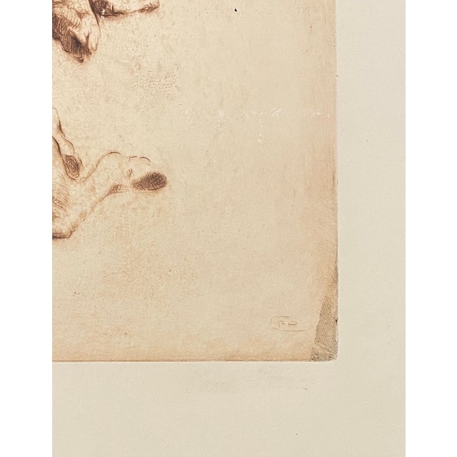 Pal Friend (1893-1976) North Africa or Middle Eastern Orientalist etching of a man and horse. Signed in plate lower right.