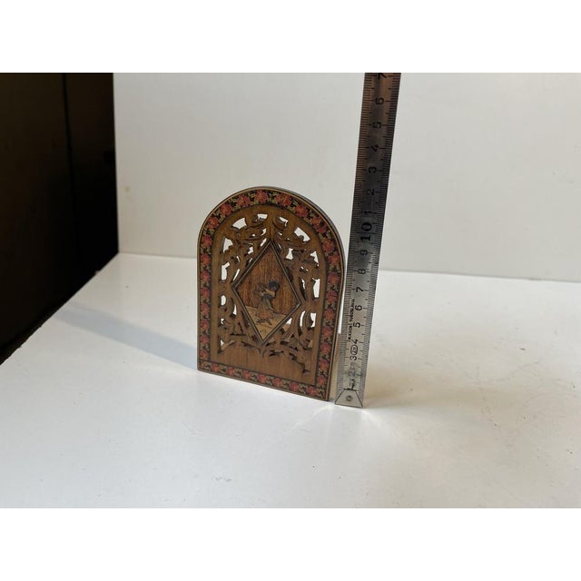 Brown Vintage Italian Bookend in Walnut, 1920s For Sale - Image 8 of 9
